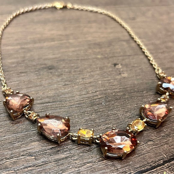 Elegant Brown and Gold Rhinestone Necklace - Picture 3 of 4